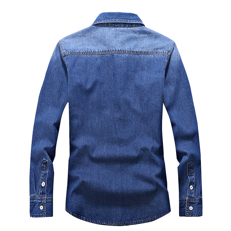 Denim Chemise Homme Coton Jeans Chemise Mode Automne Slim manches longues Cowboy Chemise Stylish Wa