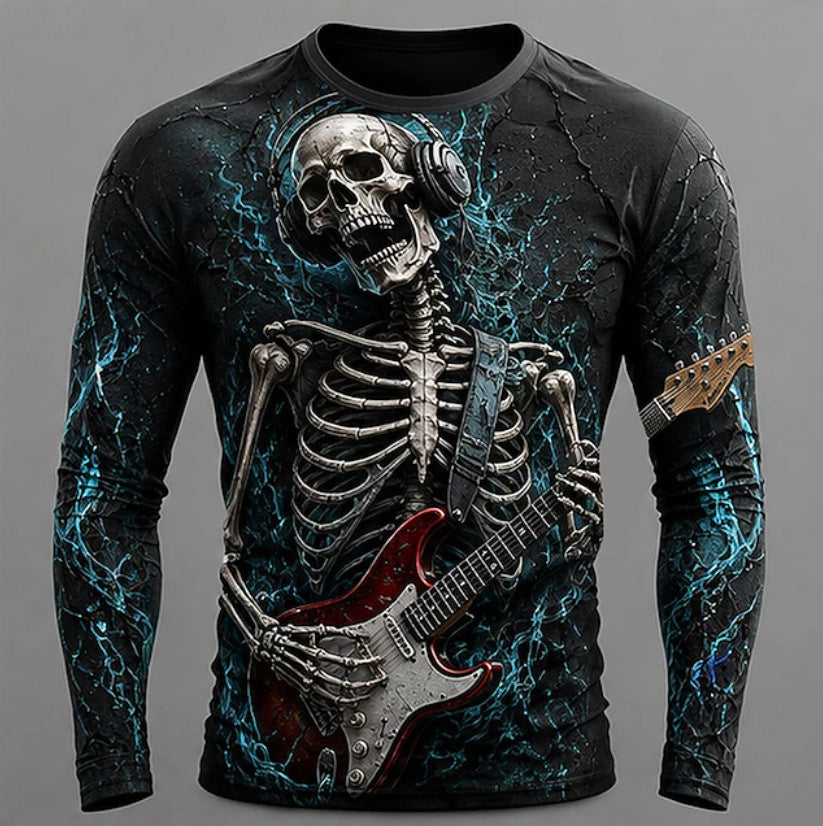 T-shirt imprimé homme manches longues avec un cou d'équipage
