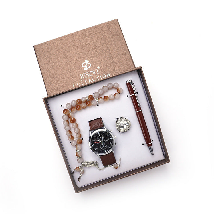 Set Boutique Cadeau Ensemble Anneau Rosary Quartz Montres Stylo