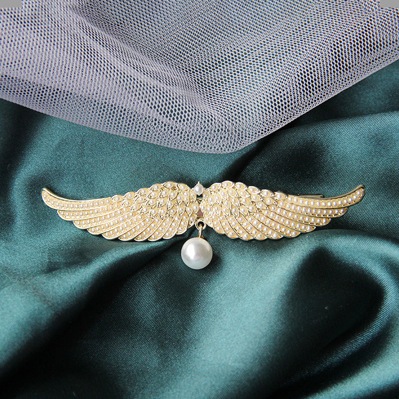 Full Diamond Delicate épingle à cheveux Angel Ailes Alliage Top Clip Élégante tête de dame demi-tie cheveux D