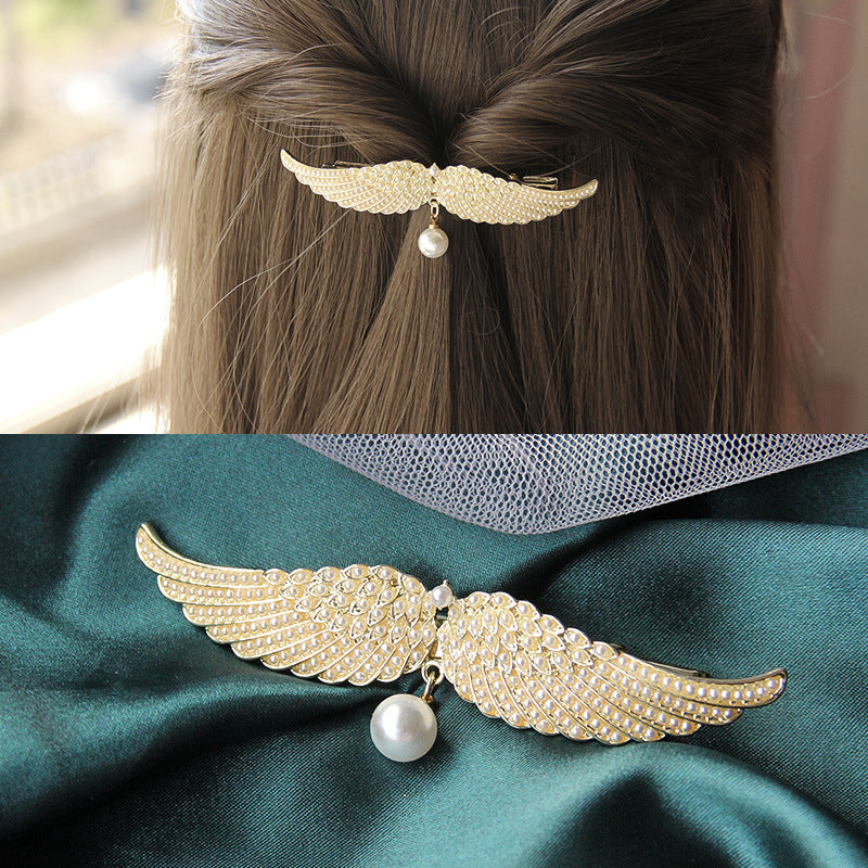Full Diamond Delicate épingle à cheveux Angel Ailes Alliage Top Clip Élégante tête de dame demi-tie cheveux D