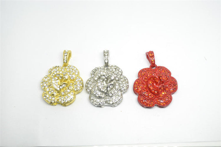 Diamant en métal rose fleur Rhododendron cristal bijoux USB Drive