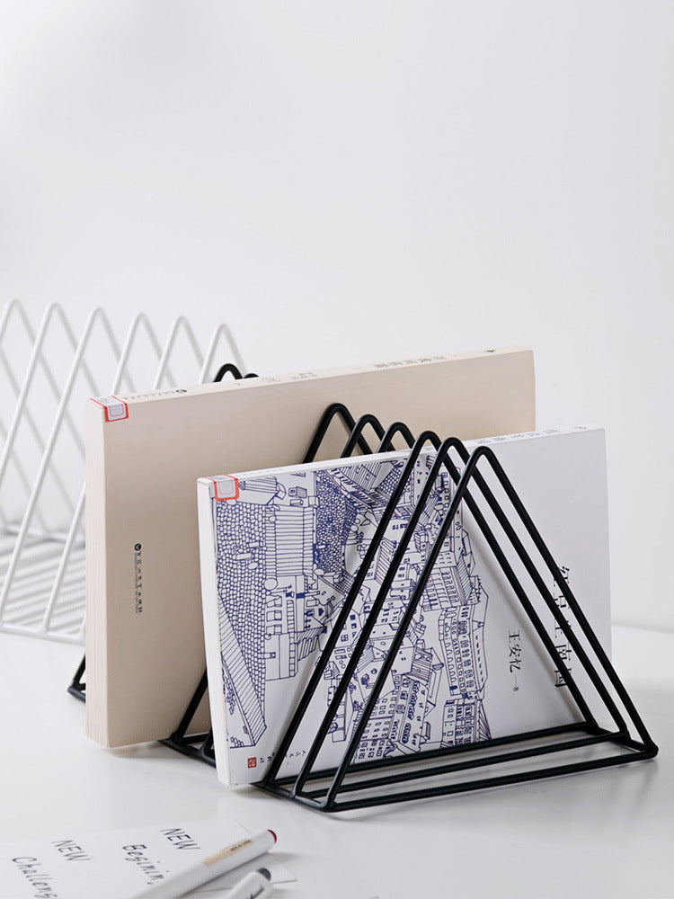Bureau Triangle en fer brut Support de livre Creative Ins Wind Bookshelf Student Desk Bookend