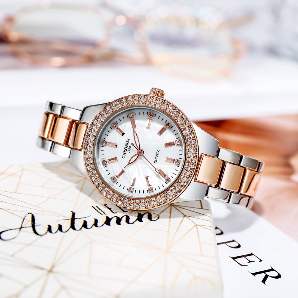 Montres pour femmes à quartz non mécaniques à sertis de diamants