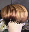 Wig Brown Bobo tête avec des bangs cheveux droit court