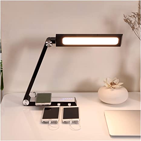 LED sans fil charge longue bras lampe de bureau graduation lampe de table en aluminium alliage pliant longue Li