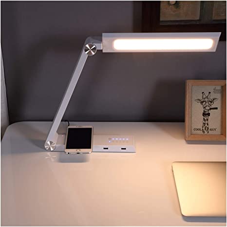 LED sans fil charge longue bras lampe de bureau graduation lampe de table en aluminium alliage pliant longue Li