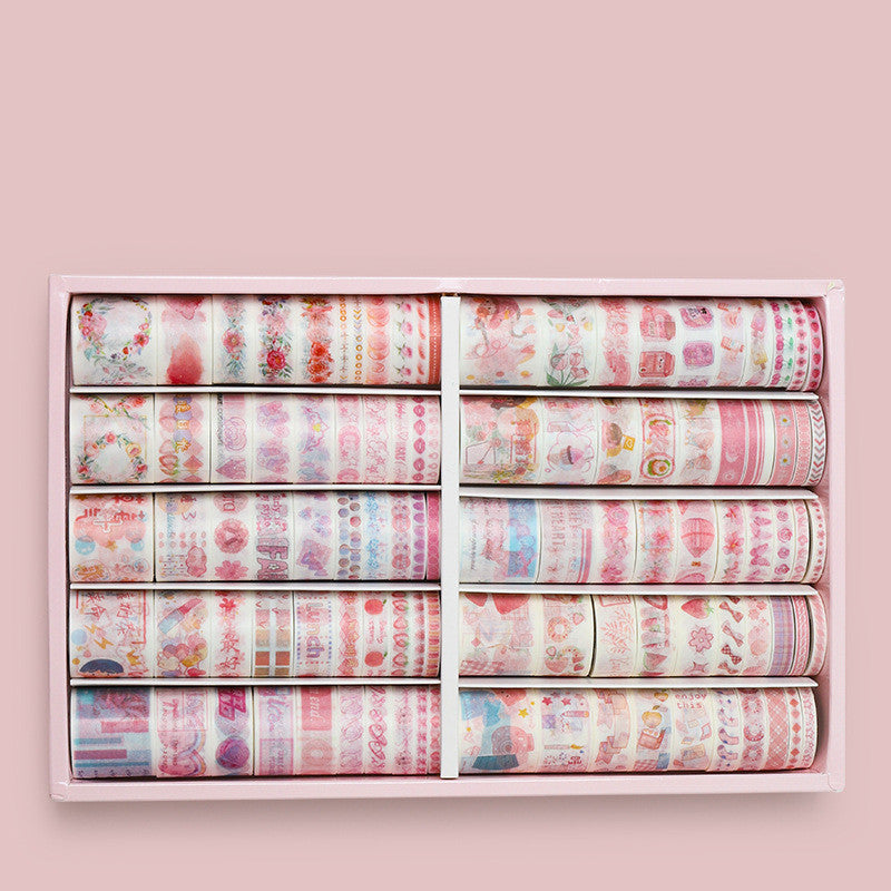 100 rouleaux de ruban de compte de main personnages antiques et ruban de papier couleur mignon sel main Acco