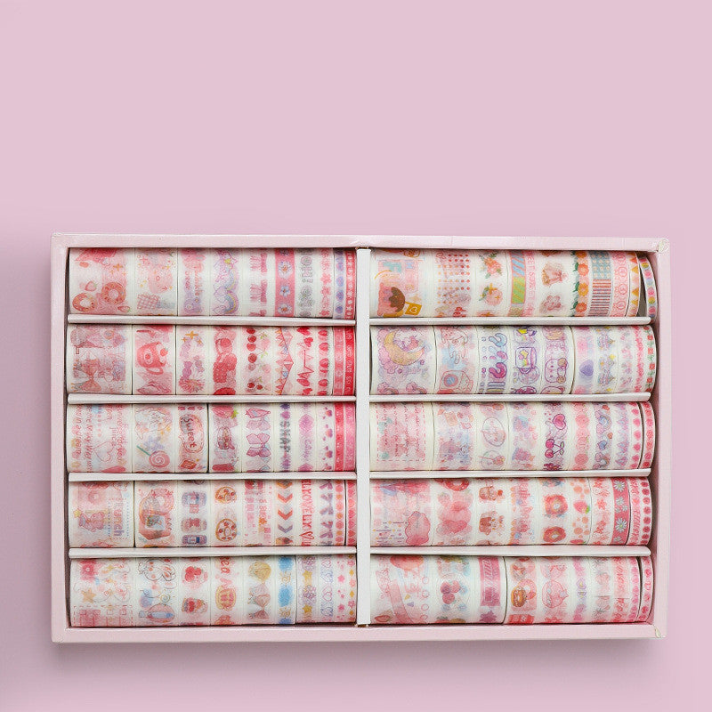 100 rouleaux de ruban de compte de main personnages antiques et ruban de papier couleur mignon sel main Acco