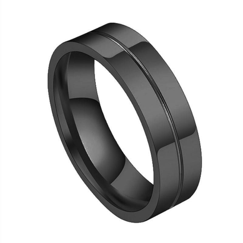 Simple ligne de voiture hommes en acier Titanium bague de couple Zircon
