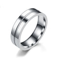 Simple ligne de voiture hommes en acier Titanium bague de couple Zircon