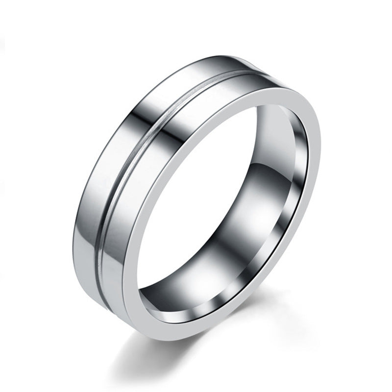 Simple ligne de voiture hommes en acier Titanium bague de couple Zircon