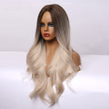 Gradient Golden Long Curly Coiffure synthétique