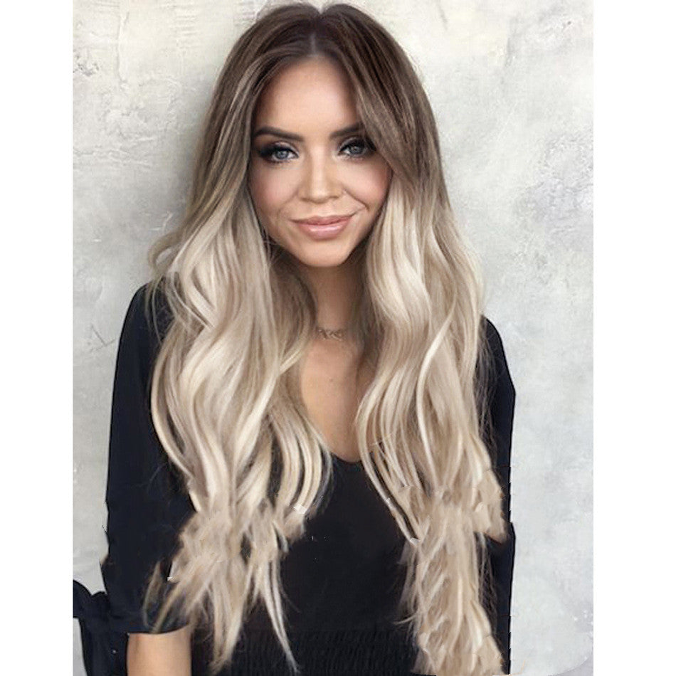 Gradient Golden Long Curly Coiffure synthétique