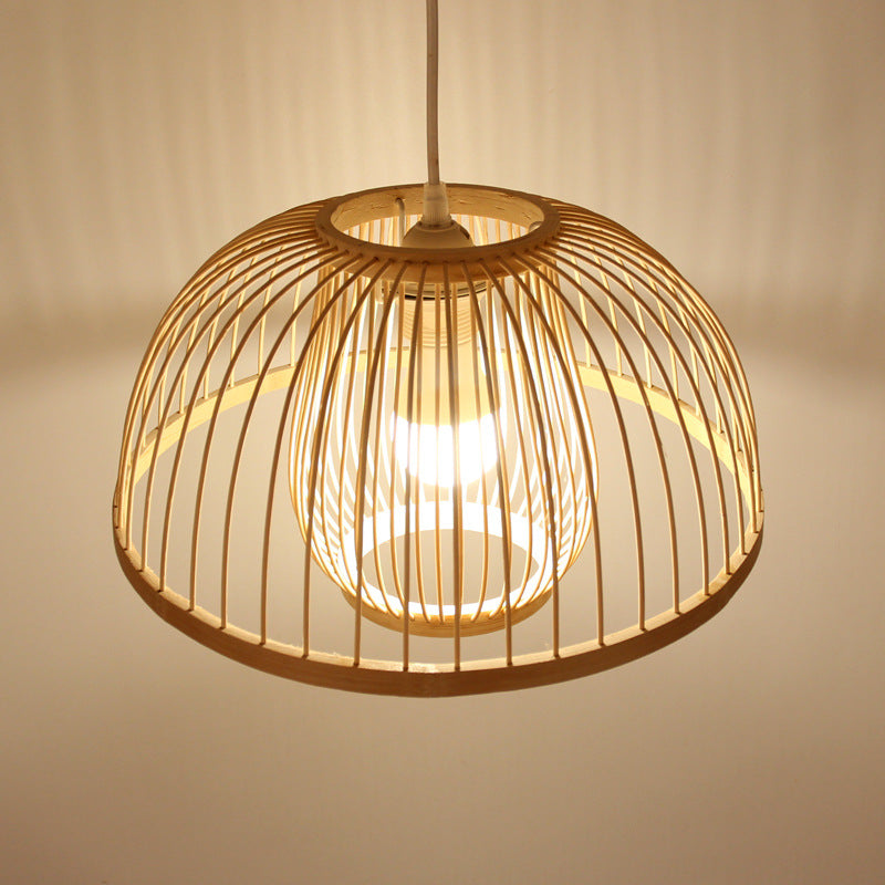 Style chinois Bamboo Chandelier Creative Round Lobby Atmosphère