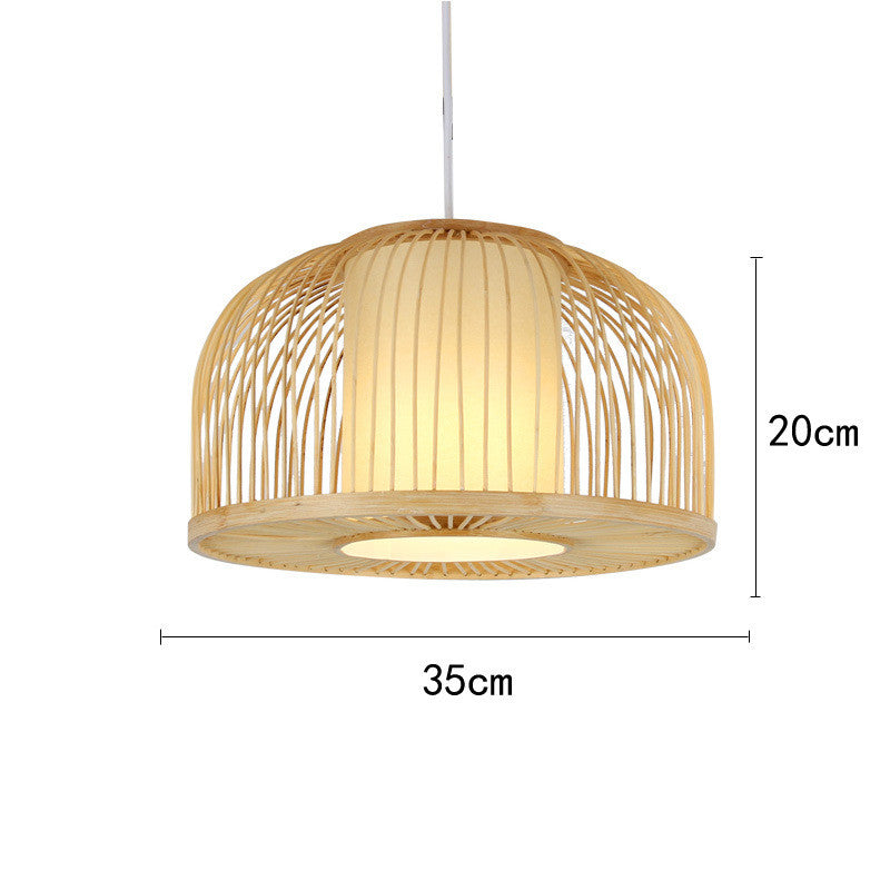 Style chinois Bamboo Chandelier Creative Round Lobby Atmosphère