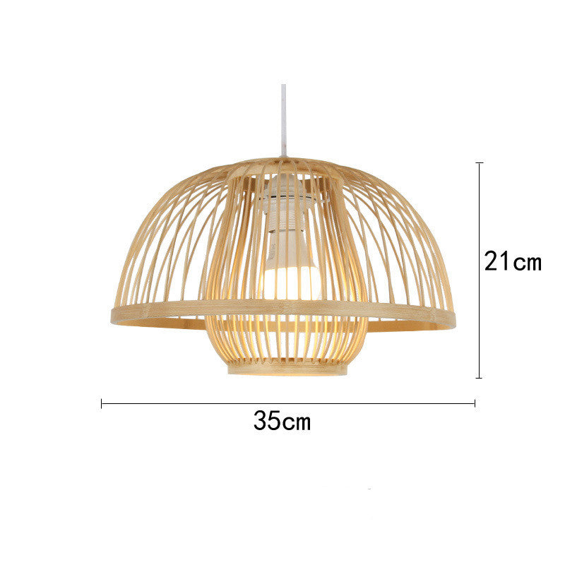 Style chinois Bamboo Chandelier Creative Round Lobby Atmosphère