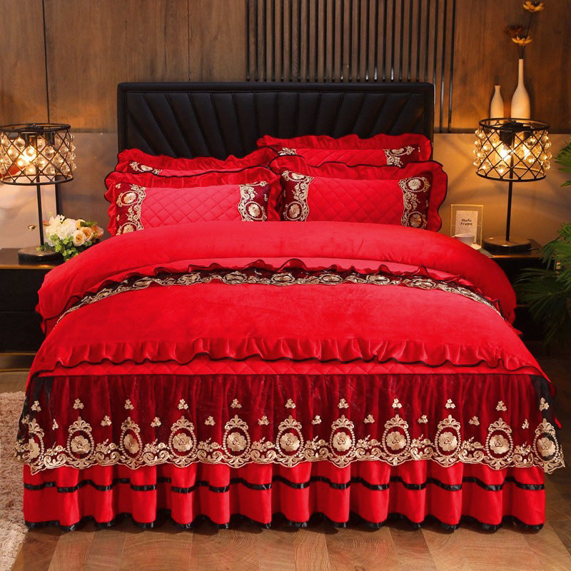 Dentelle Litjupe Vêtements de lit Matelas Couverture Couverture de lit Oreillers Maison Textiles