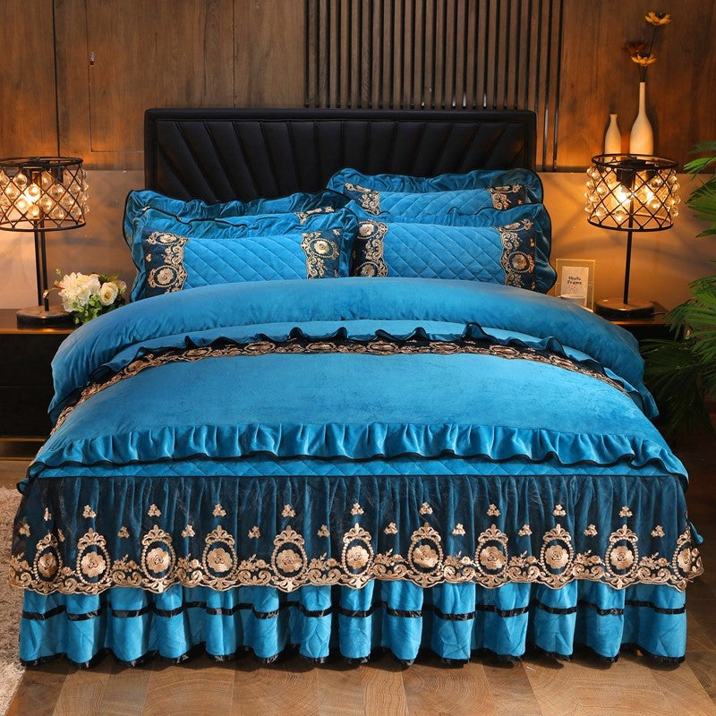 Dentelle Litjupe Vêtements de lit Matelas Couverture Couverture de lit Oreillers Maison Textiles