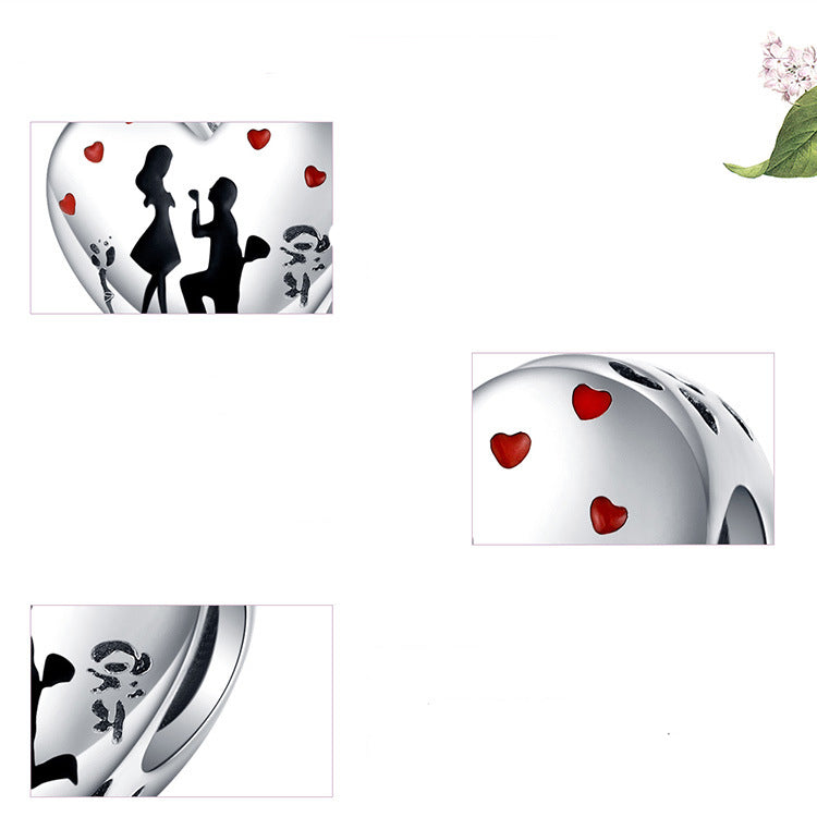 Argent Sterling S925 Creative romantique couple pendentif argent