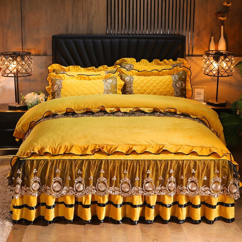 Dentelle Litjupe Vêtements de lit Matelas Couverture Couverture de lit Oreillers Maison Textiles