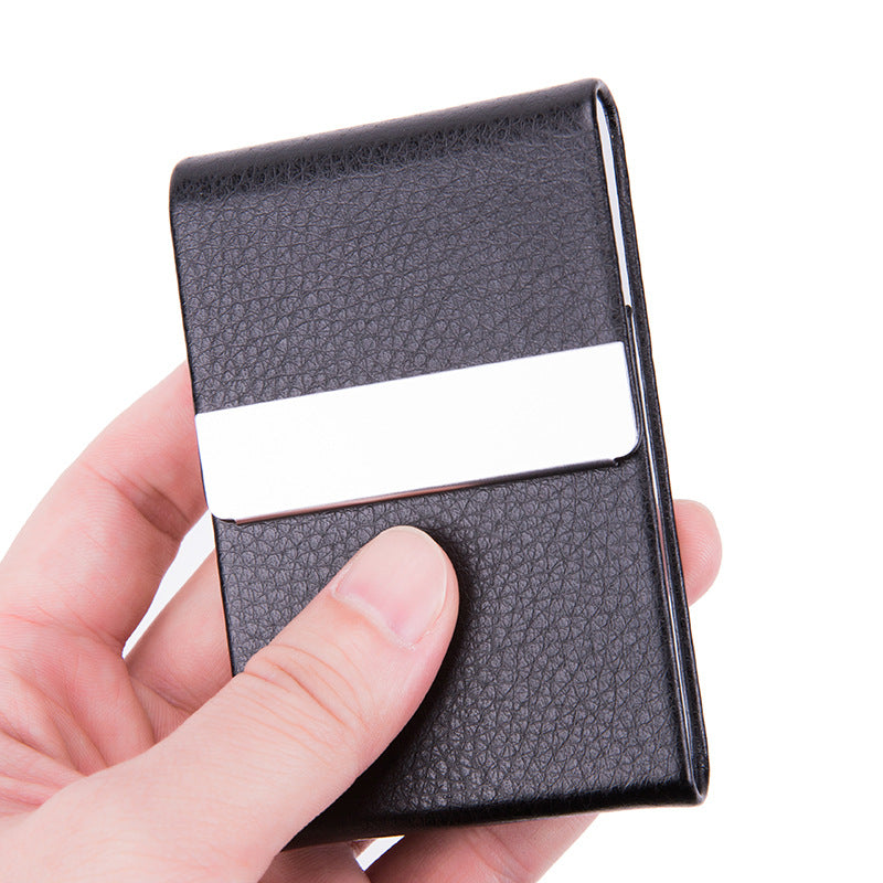 Mode d'affaires Homme acier inoxydable épais boîtier de cigarette Anti-pression Sticker PU Bureau