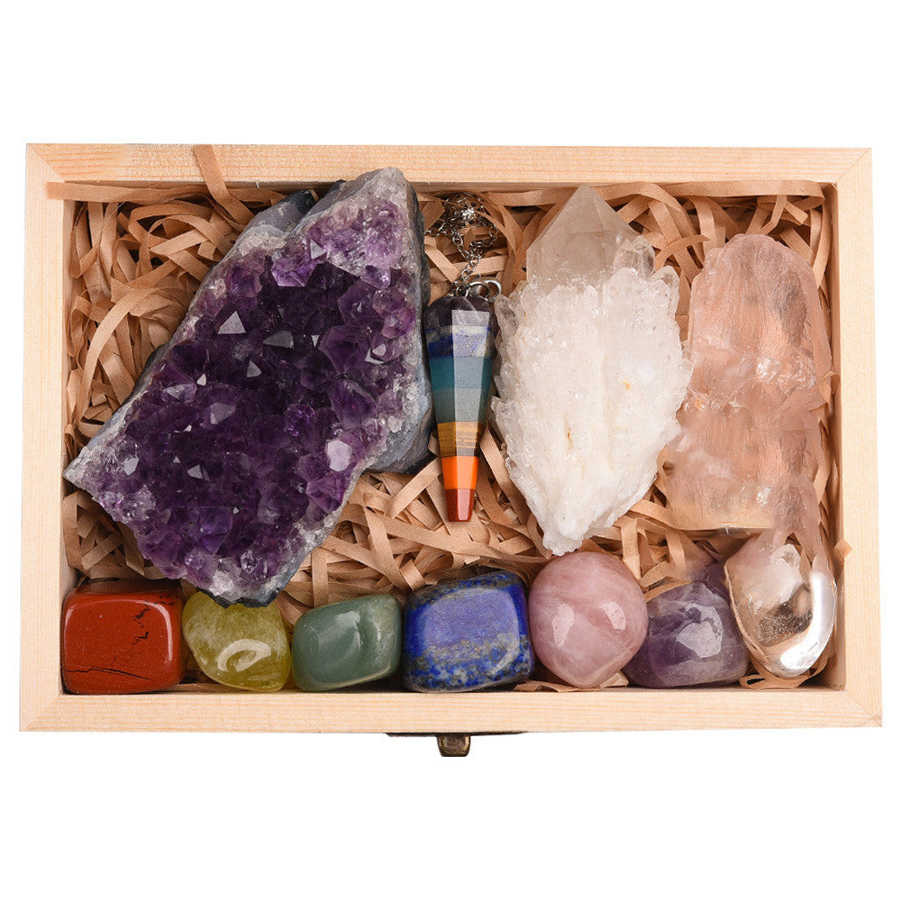 Bloc Améthyste Cristal naturel Hexagonal Prism Power Stone Exquise boîte cadeau Emballage