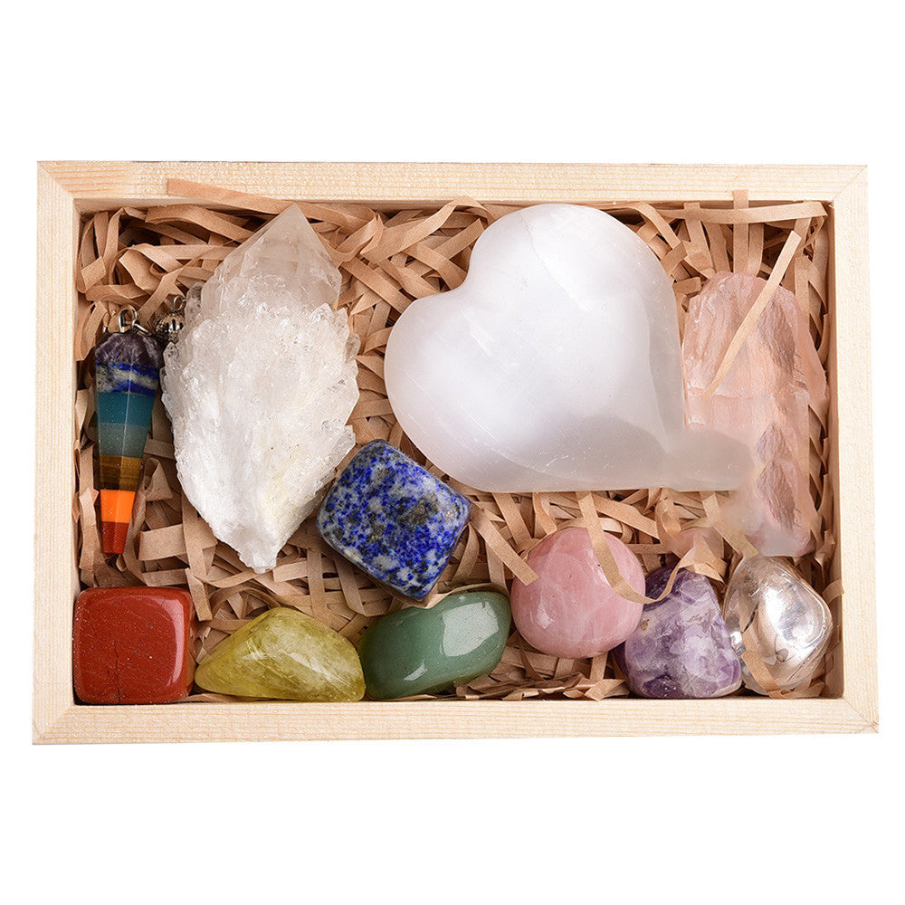 Bloc Améthyste Cristal naturel Hexagonal Prism Power Stone Exquise boîte cadeau Emballage