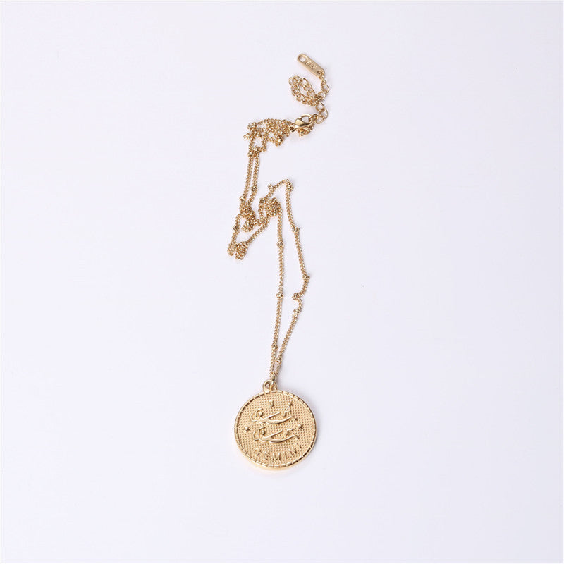 Douze 12 Constellation Collier de pièce Femme Double face pendentif de pièce d'or Trendy Net Rouge