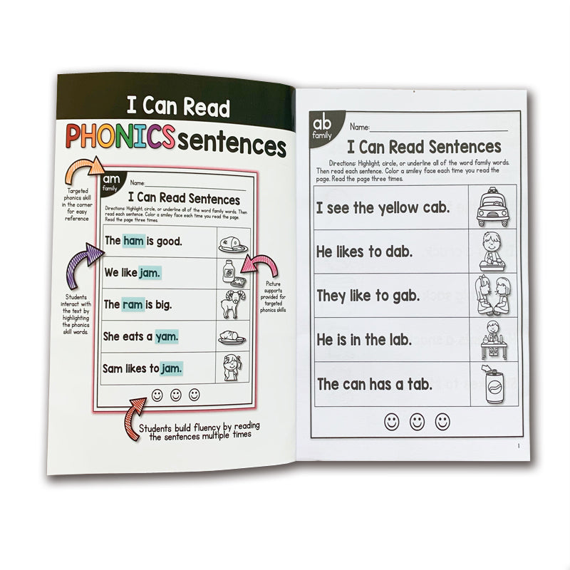 Feuille de travail de lecture de Phonics anglais pour enfants