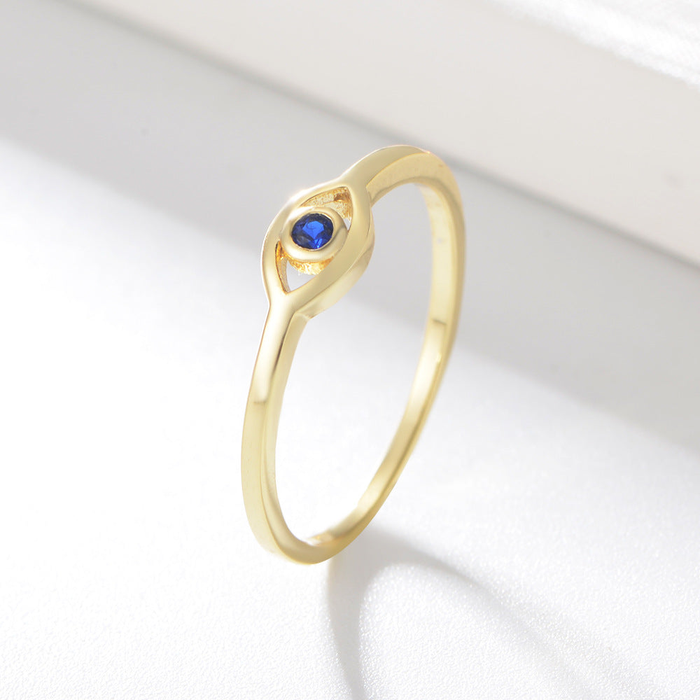 925 Argent Sterling 18K Or plaqué oeil mauvais Exquise bague pour femmes bagues Zircon
