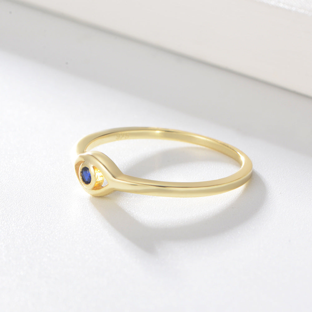 925 Argent Sterling 18K Or plaqué oeil mauvais Exquise bague pour femmes bagues Zircon