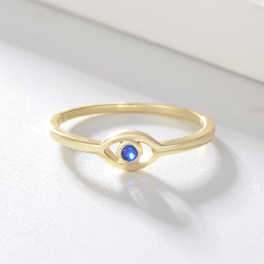 925 Argent Sterling 18K Or plaqué oeil mauvais Exquise bague pour femmes bagues Zircon
