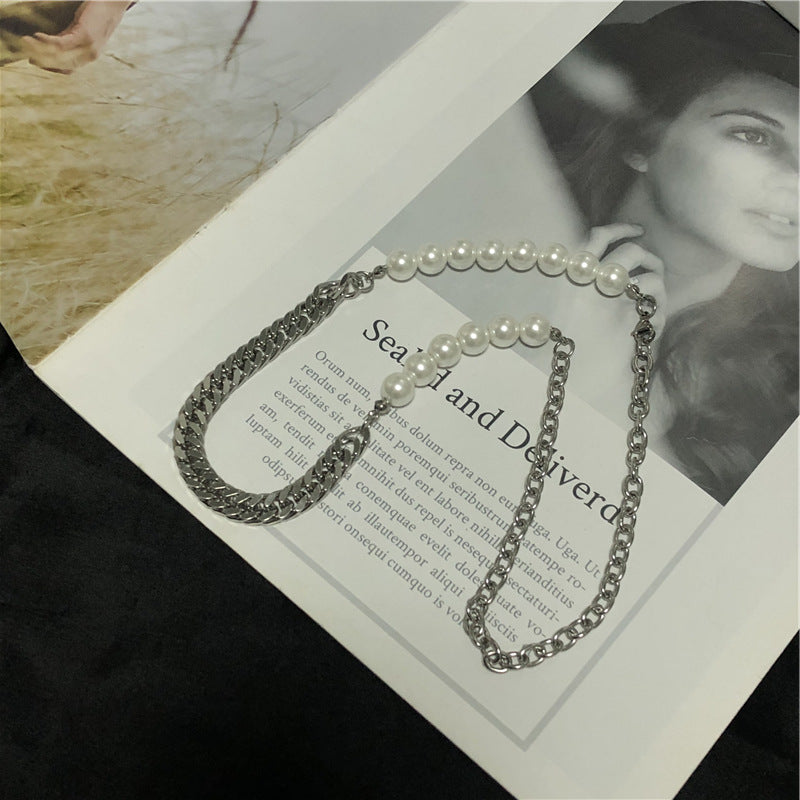 Titanium Chaîne en acier pointant collier de perles Cool Hip Hop