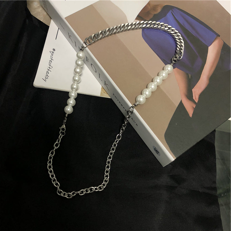 Titanium Chaîne en acier pointant collier de perles Cool Hip Hop