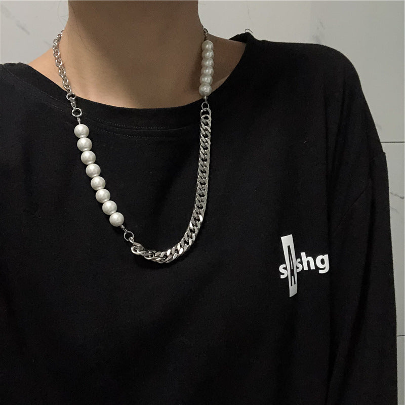Titanium Chaîne en acier pointant collier de perles Cool Hip Hop