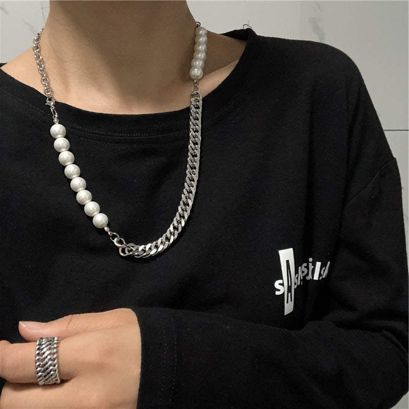 Titanium Chaîne en acier pointant collier de perles Cool Hip Hop