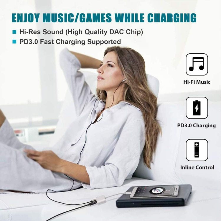 Type C Adaptateur numérique DAC Décodage jusqu'à 3.5mm câble adaptateur