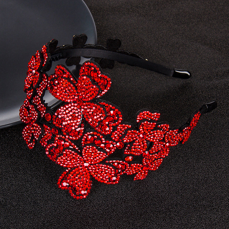 Sweet Diamond Broad-Edge Cristal antidérapant denté Accessoire à cheveux bande large
