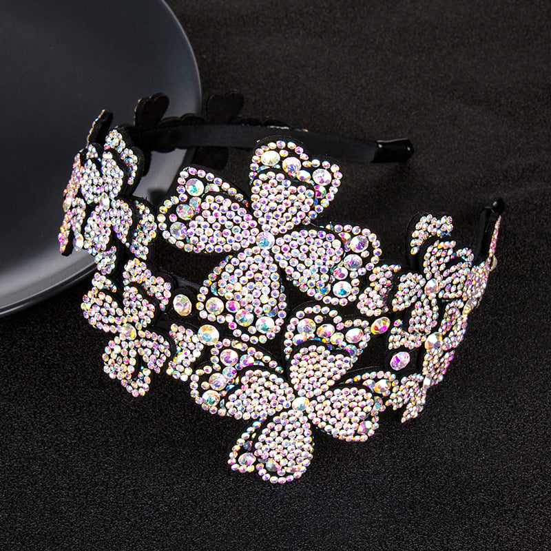 Sweet Diamond Broad-Edge Cristal antidérapant denté Accessoire à cheveux bande large
