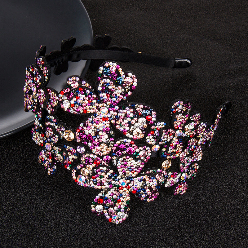 Sweet Diamond Broad-Edge Cristal antidérapant denté Accessoire à cheveux bande large