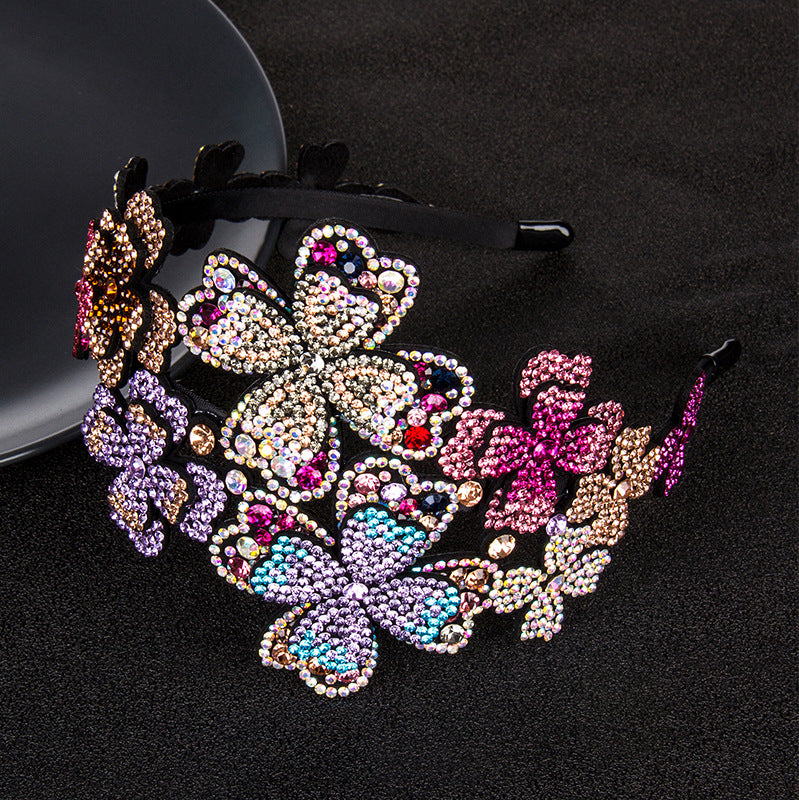 Sweet Diamond Broad-Edge Cristal antidérapant denté Accessoire à cheveux bande large