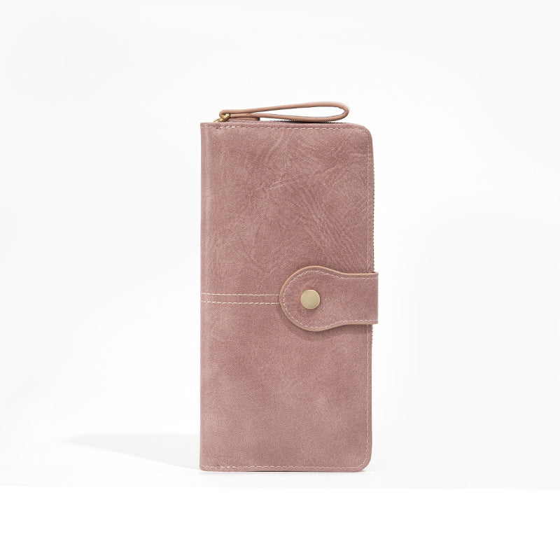 Rétro Zipper Long Wallet Pu Lady en cuir