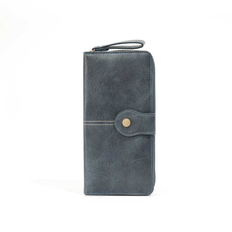Rétro Zipper Long Wallet Pu Lady en cuir