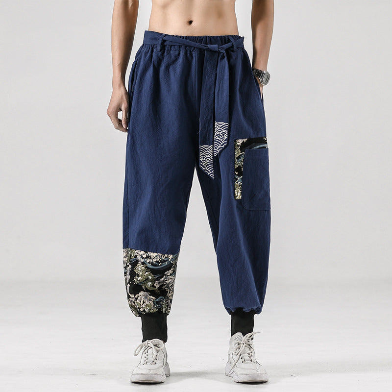 Style national 200 Jin Linge Legged Knickerbockers Chine homme mode Tang pantalons occasionnels L