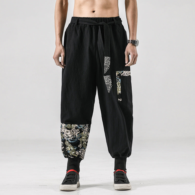 Style national 200 Jin Linge Legged Knickerbockers Chine homme mode Tang pantalons occasionnels L