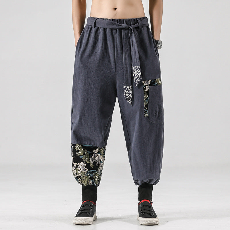 Style national 200 Jin Linge Legged Knickerbockers Chine homme mode Tang pantalons occasionnels L