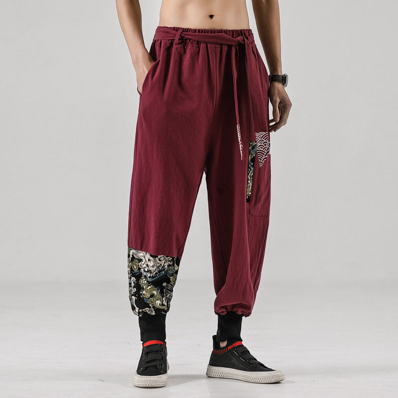 Style national 200 Jin Linge Legged Knickerbockers Chine homme mode Tang pantalons occasionnels L