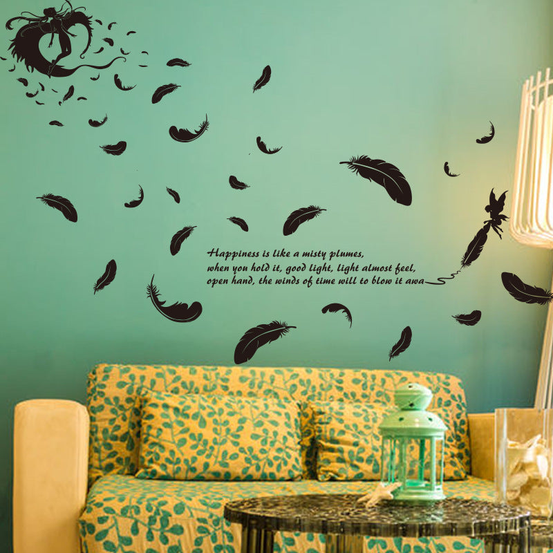 Feather Angel Wall Stickers Wallpaper Three Generations Removable Bedroom Living Room Decor
