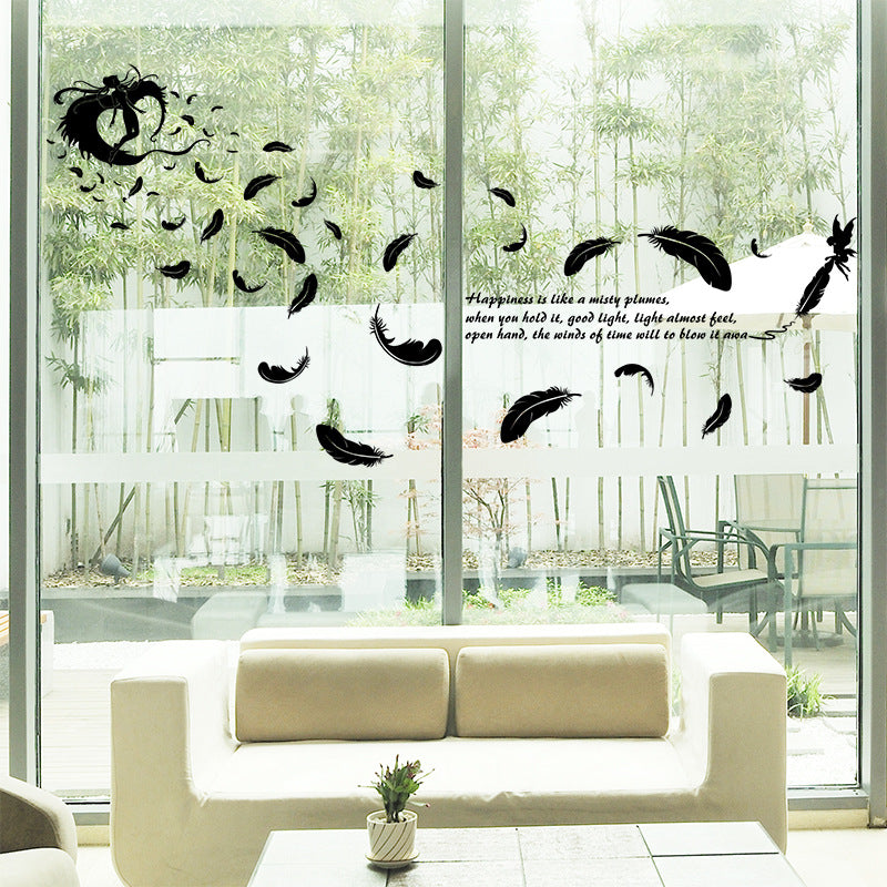 Feather Angel Wall Stickers Wallpaper Three Generations Removable Bedroom Living Room Decor